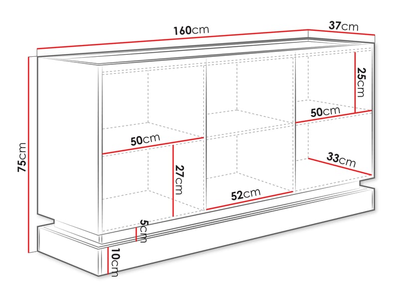 Zelric Skänk 160x37 cm - Svart - Förvaring - Förvaringsmöbler - Sideboard & skänk