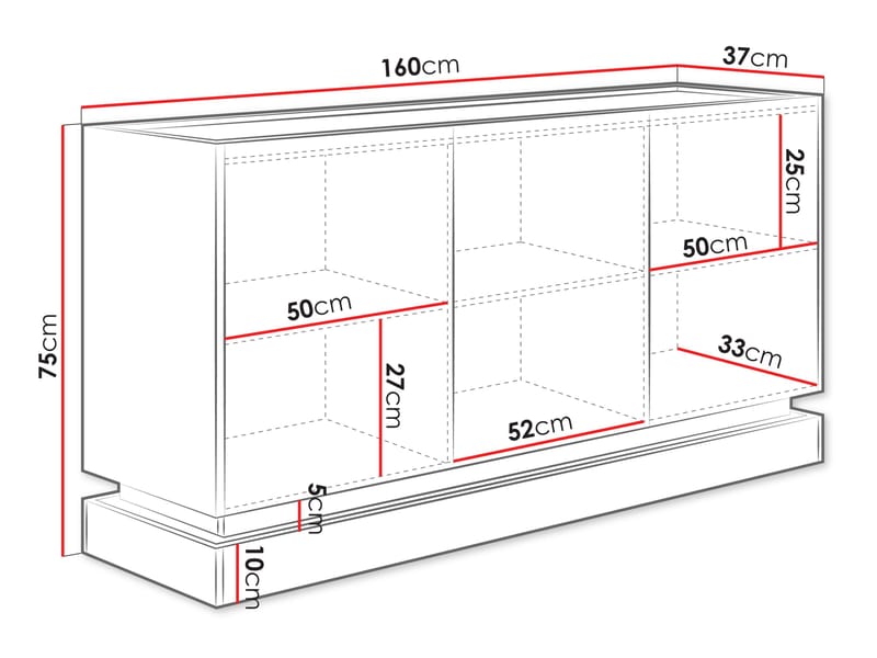 Zelric Skänk 160x37 cm - Svart - Förvaring - Förvaringsmöbler - Sideboard & skänk