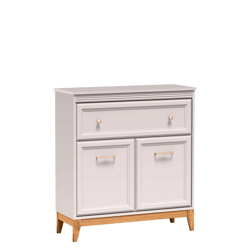 Zeylor Sideboard 92 cm, beige med ben i naturek/guld-kopparfärgade handtag