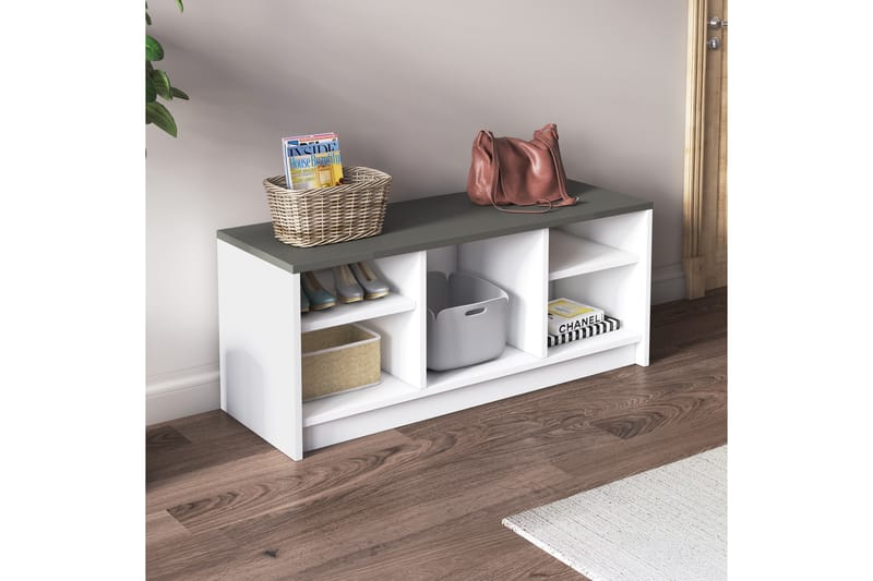 Havering Skoskåp 100x35 cm - Vit/Antracit - Förvaring - Hallförvaring