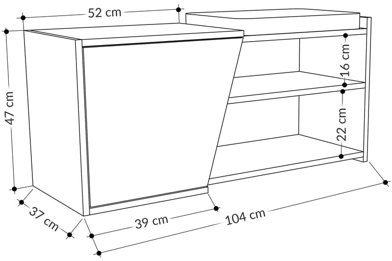 Jektvik Skoskåp 104x37 cm - Trä/natur - Hallförvaring - Skobänk & skohylla med bänk