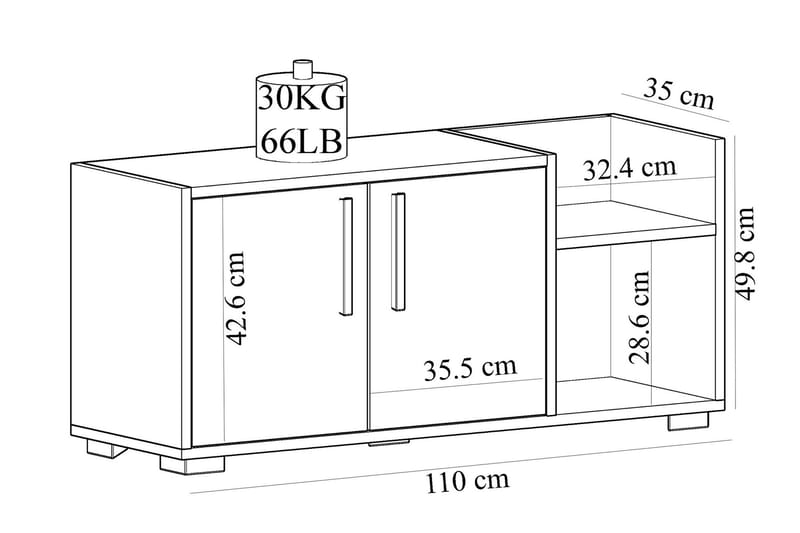 Rinorea Skoskåp 110x49,8 cm - Blå - Hallförvaring - Skobänk & skohylla med bänk