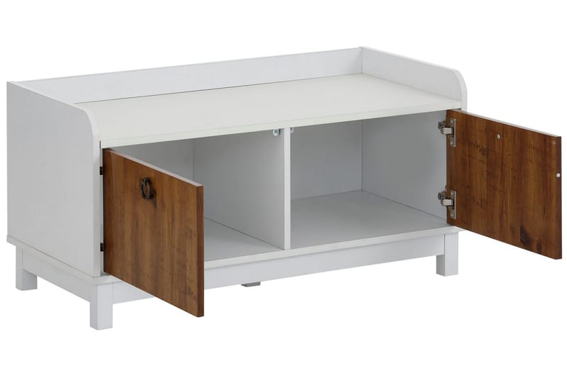 Shellake Skobänk 92x45 cm - Vit/Natur - Förvaring - Hallförvaring