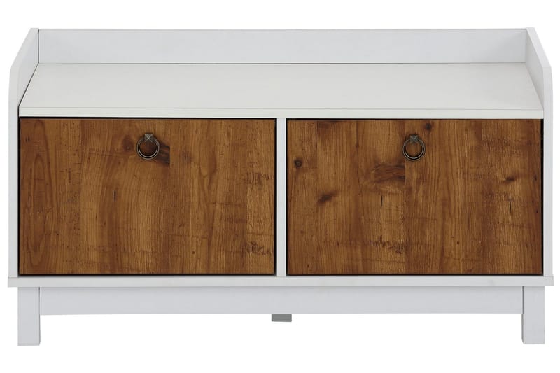 Shellake Skobänk 92x45 cm - Vit/Natur - Förvaring - Hallförvaring