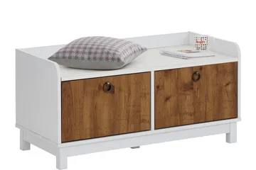 Shellake Skobänk 92x45 cm - Vit/Natur - Förvaring - Hallförvaring
