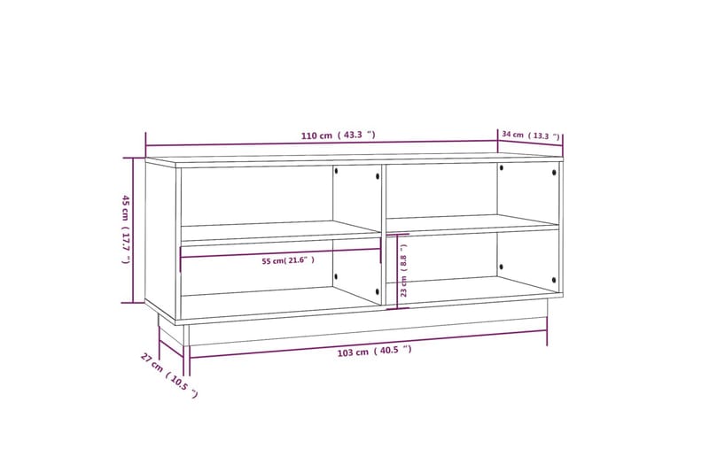 Skoskåp grå 110x34x45 cm massiv furu - Grå - Hallförvaring - Skobänk & skohylla med bänk