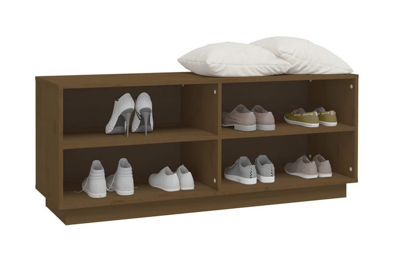 Skoskåp honungsbrun 110x34x45 cm massiv furu - Honung - Förvaring - Hallförvaring