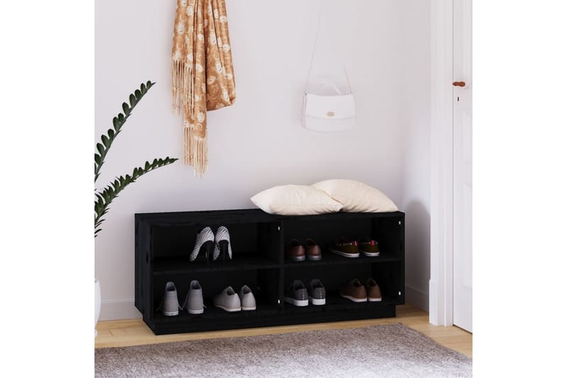Skoskåp svart 110x34x45 cm massiv furu - Svart - Förvaring - Hallförvaring
