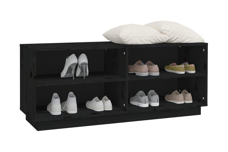 Skoskåp svart 110x34x45 cm massiv furu - Svart - Förvaring - Hallförvaring