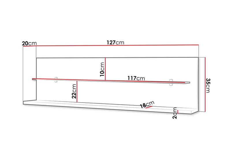 Afarin Vägghylla 127 cm - Brun - Förvaring - Hylla - Vägghylla