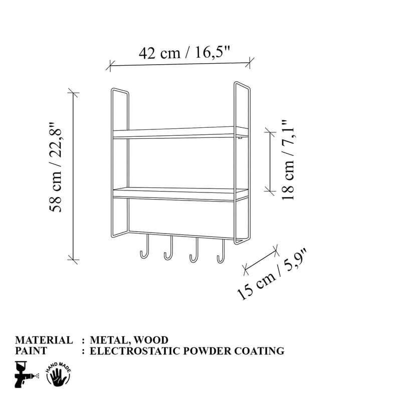 Alvorn Vägghylla 58x42 cm - Guld Och Natur - Förvaring - Hylla - Vägghylla