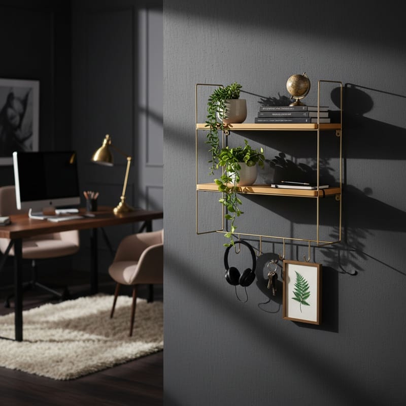 Alvorn Vägghylla 58x42 cm - Guld Och Natur - Förvaring - Hylla - Vägghylla