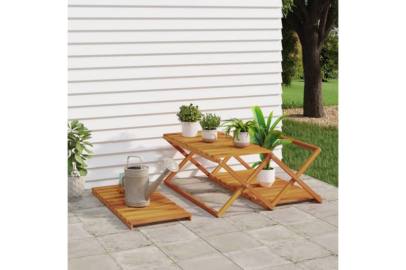 beBasic Hopfällbar hylla 3 hyllplan 70x31x63 cm massivt akaciaträ - Brown - Förvaring - Hylla - Hyllsystem