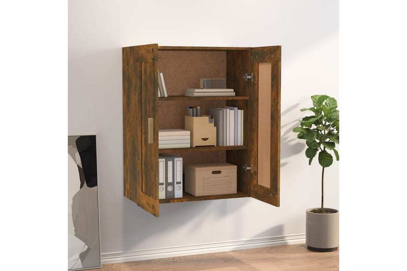 beBasic Väggskåp rökfärgad ek 69,5x32,5x90 cm konstruerat trä - Brown - Förvaring - Hylla - Vägghylla