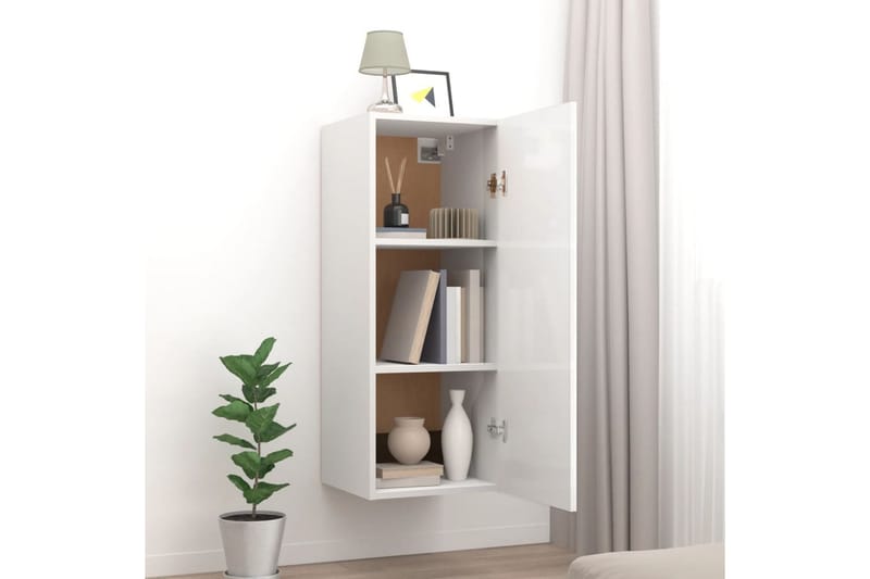 beBasic Väggskåp vit högglans 34,5x34x90 cm konstruerat trä - White - Vägghylla