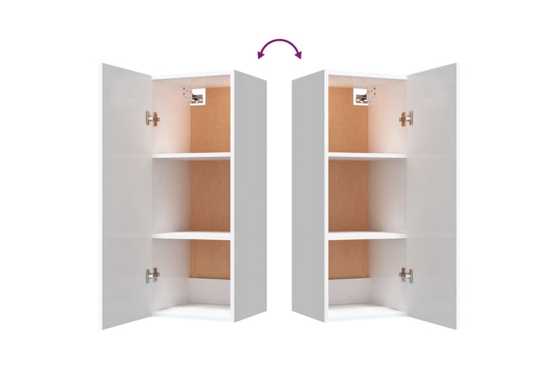 beBasic Väggskåp vit högglans 34,5x34x90 cm konstruerat trä - White - Förvaring - Hylla - Vägghylla