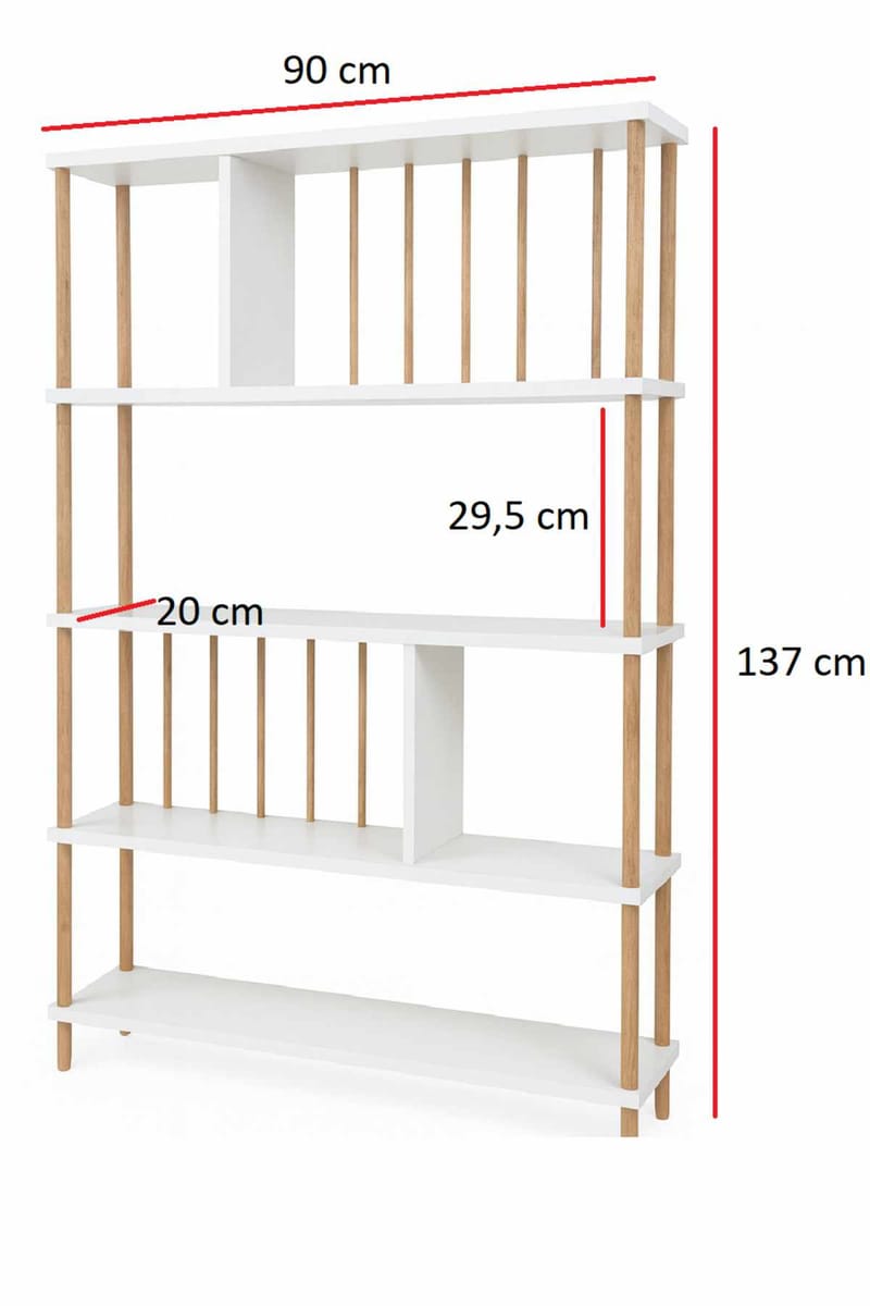 Belvo Bokhylla 90x137x20 cm - Vit - Förvaring - Hylla - Bokhylla