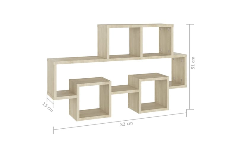 Bilformad vägghylla sonoma-ek 82x15x51 cm spånskiva - Brun - Vägghylla