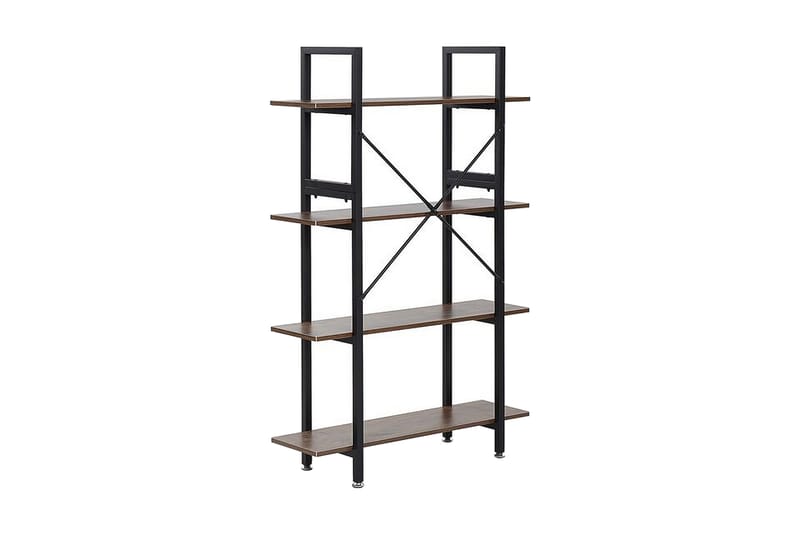Alvaston Hylla 90x30 cm - Mörkt Trä/Svart - Förvaring - Hylla - Bokhylla