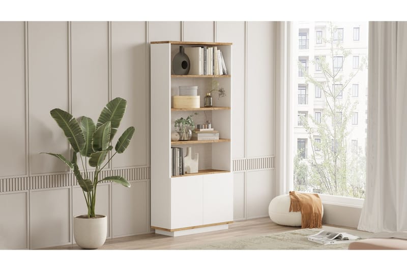Anari Bokhylla 77,5 cm i Ek - Vit - Förvaring - Hylla - Bokhylla