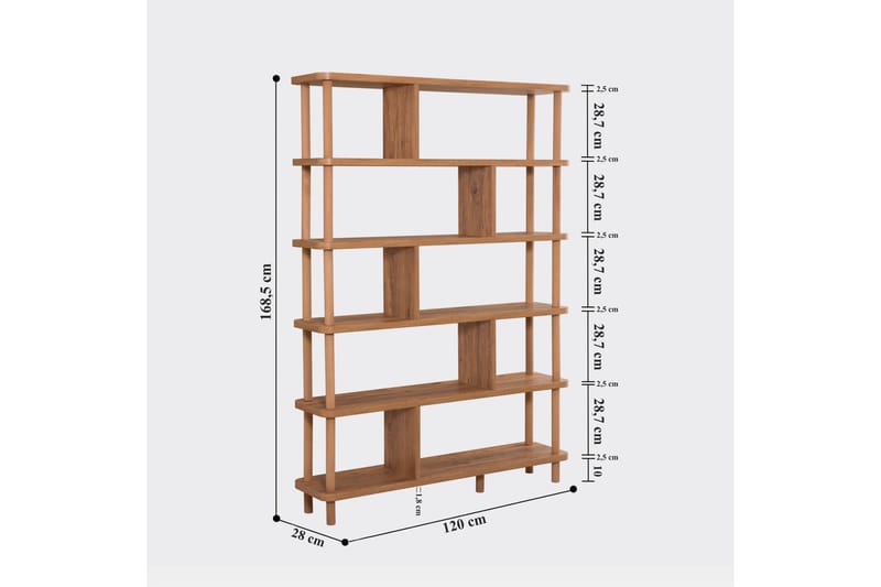 Andifli Bokhylla 120x168,5 cm - Grön - Förvaring - Hylla - Bokhylla