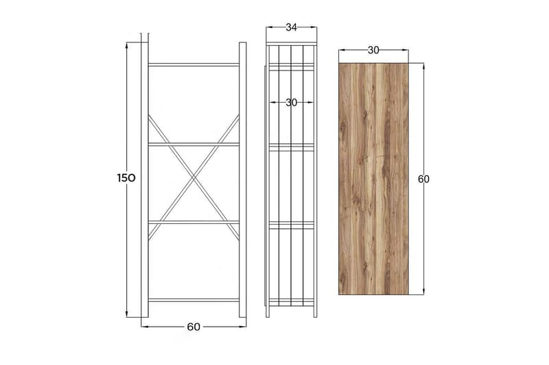 Andifli Bokhylla 60x150 cm - Svart - Bokhylla