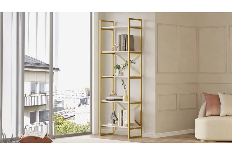 Aobrey Bokhylla 58 cm - Marmor/Guld - Förvaring - Hylla - Bokhylla
