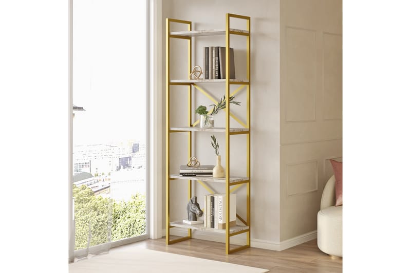Aobrey Bokhylla 58 cm - Marmor/Guld - Förvaring - Hylla - Bokhylla