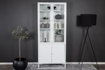Bakal Bokhylla med Dörrar 80 cm i Glas och Metall - Vit - Förvaring - Hylla - Bokhylla