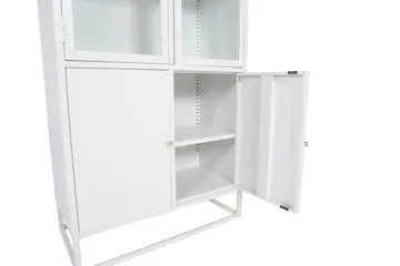 Bakal Bokhylla med Dörrar 80 cm i Glas och Metall - Vit - Förvaring - Hylla - Bokhylla