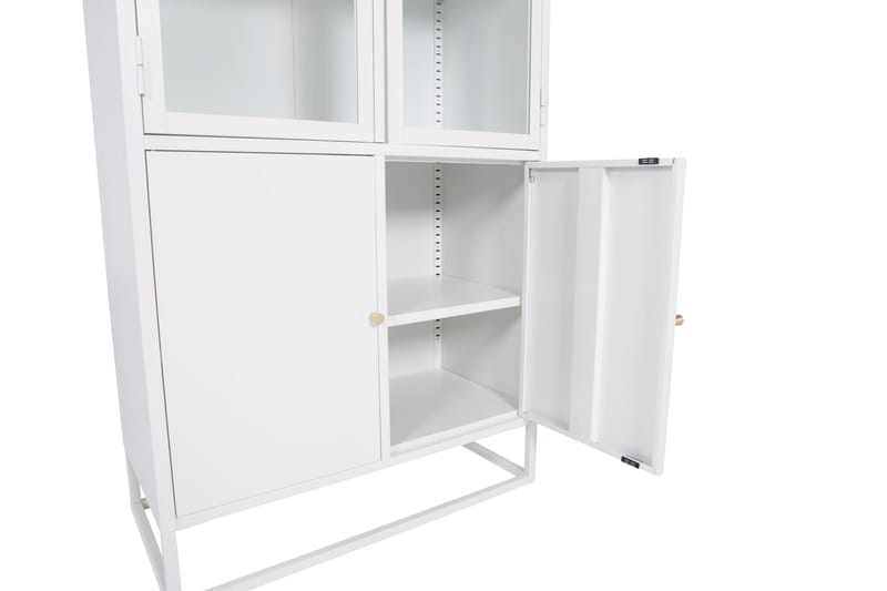 Bakal Bokhylla med Dörrar 80 cm i Glas och Metall - Vit - Förvaring - Hylla - Bokhylla