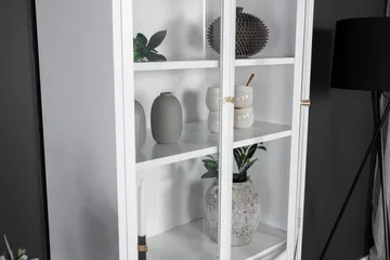 Bakal Bokhylla med Dörrar 80 cm i Glas och Metall - Vit - Förvaring - Hylla - Bokhylla