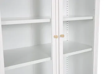 Bakal Bokhylla med Dörrar 80 cm i Glas och Metall - Vit - Förvaring - Hylla - Bokhylla