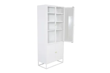 Bakal Bokhylla med Dörrar 80 cm i Glas och Metall - Vit - Förvaring - Hylla - Bokhylla