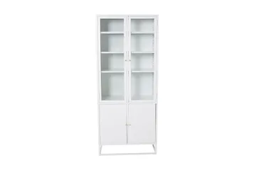 Bakal Bokhylla med Dörrar 80 cm i Glas och Metall - Vit - Förvaring - Hylla - Bokhylla