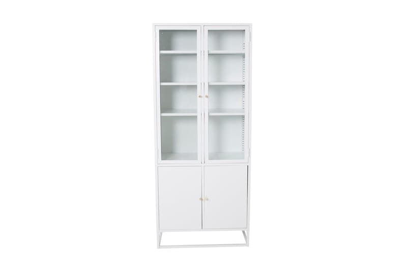 Bakal Bokhylla med Dörrar 80 cm i Glas och Metall - Vit - Förvaring - Hylla - Bokhylla