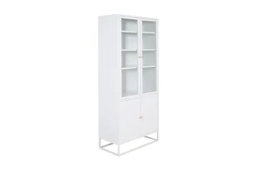 Bakal Bokhylla med Dörrar 80 cm i Glas och Metall - Vit - Förvaring - Hylla - Bokhylla