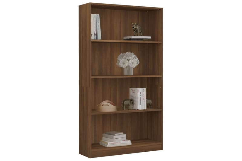 beBasic Bokhylla 4 hyllor rökfärgad Brun ek 80x24x142cm konstruerat trä - Brown - Förvaring - Hylla - Bokhylla