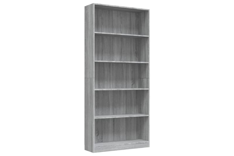beBasic Bokhylla 5 hyllor grå sonoma 80x24x175 cm konstruerat trä - Grey - Förvaring - Hylla - Bokhylla