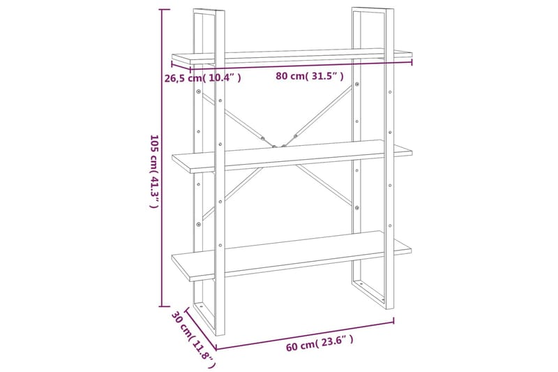 beBasic Bokhylla brun ek 80x30x105 cm konstruerat trä - Brown - Bokhylla