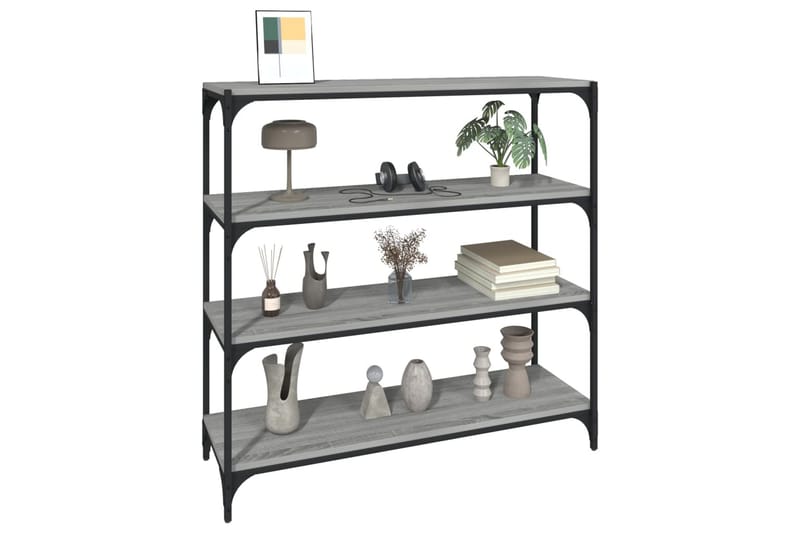 beBasic Bokhylla grå sonoma 100x33x100 cm konstruerat trä och stål - Grey - Förvaring - Hylla - Bokhylla