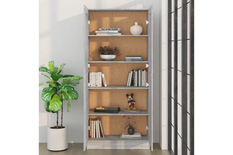 beBasic Bokhylla grå sonoma 82,5x30,5x185,5 cm konstruerat trä - Grey - Förvaring - Hylla - Bokhylla