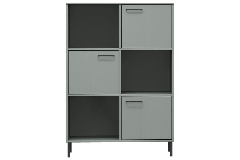 beBasic Bokhylla med metallben OSLO grå 90x35x128,5 cm massivt trä - Grey - Förvaring - Hylla - Bokhylla