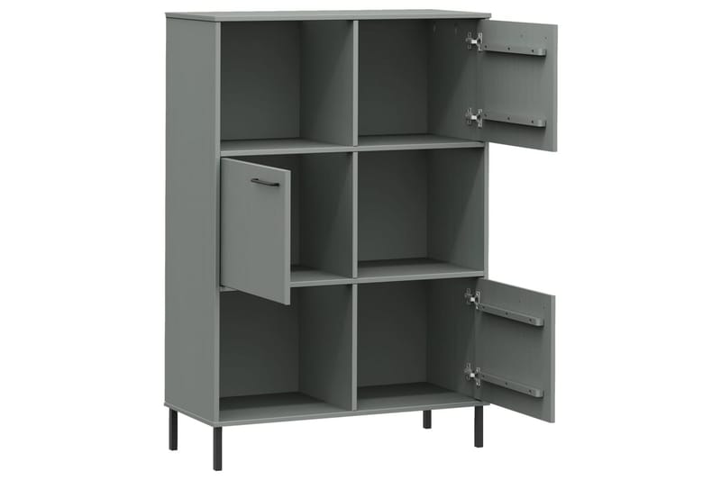 beBasic Bokhylla med metallben OSLO grå 90x35x128,5 cm massivt trä - Grey - Förvaring - Hylla - Bokhylla