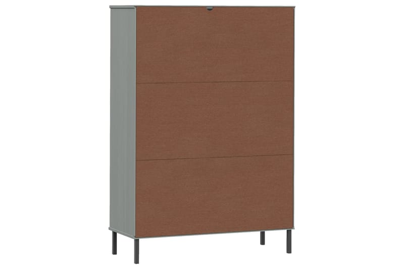 beBasic Bokhylla med metallben OSLO grå 90x35x128,5 cm massivt trä - Grey - Förvaring - Hylla - Bokhylla