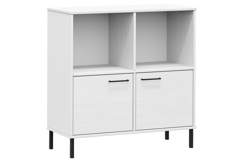 beBasic Bokhylla med metallben OSLO vit 90x35x90,5 cm massivt trä - White - Bokhylla