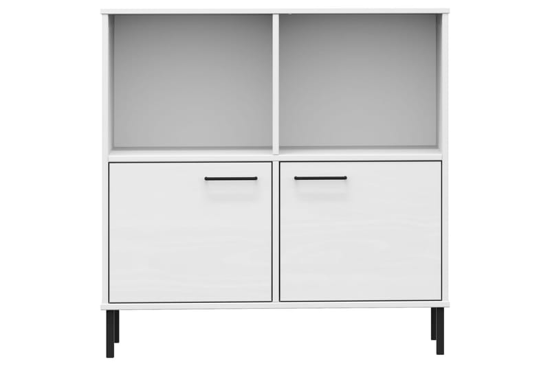 beBasic Bokhylla med metallben OSLO vit 90x35x90,5 cm massivt trä - White - Förvaring - Hylla - Bokhylla
