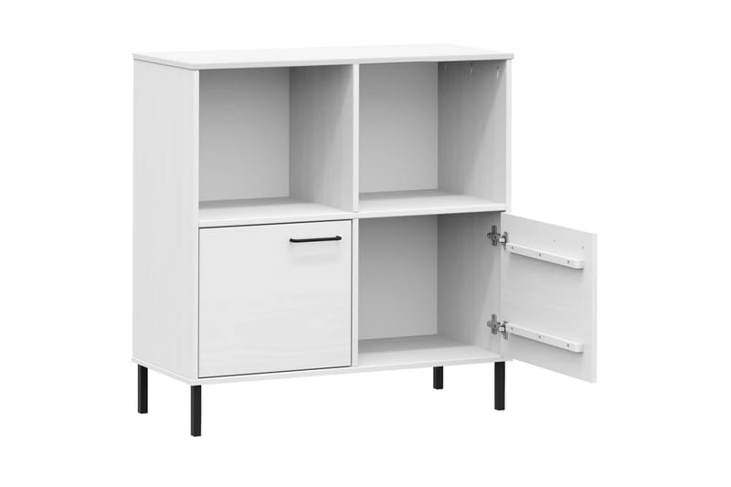 beBasic Bokhylla med metallben OSLO vit 90x35x90,5 cm massivt trä - White - Bokhylla