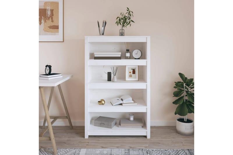 beBasic Bokhylla vit 80x35x126 cm massiv furu - White - Förvaring - Hylla - Bokhylla