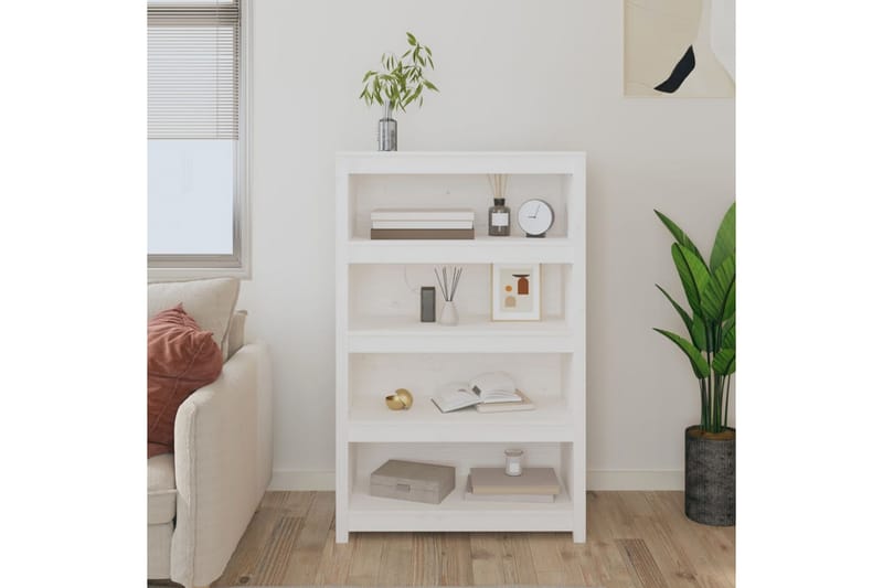 beBasic Bokhylla vit 80x35x126 cm massiv furu - White - Förvaring - Hylla - Bokhylla